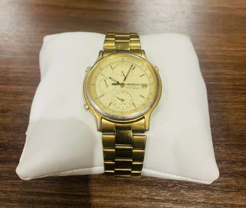 Stunning Vintage Gents Gold Plated Seiko Chronograph Watch!