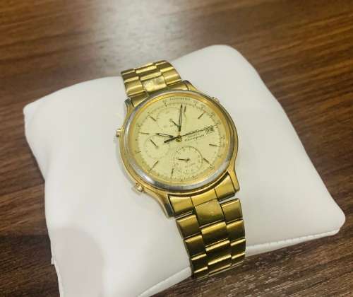 Stunning Vintage Gents Gold Plated Seiko Chronograph Watch!