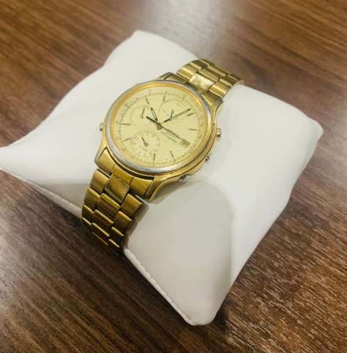 Stunning Vintage Gents Gold Plated Seiko Chronograph Watch!