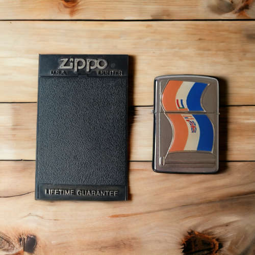 Rare collectors silver Zippo lighter with Old South Africa Flag emblem never been used