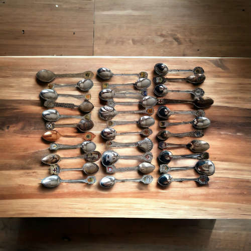 Rare vintage teaspoon collection from around the world