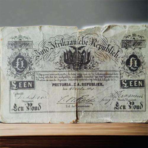 Extremely rare collectors `ZA republiek` note dated 1870/1 personally signed by then state President