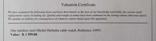 Stunning collectors Michel Herbelin cable watch reference 10491 Value R1999.00