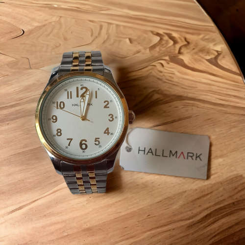 Stunning collectors two tone Hallmark gents watch still with Hallmark tag in case
