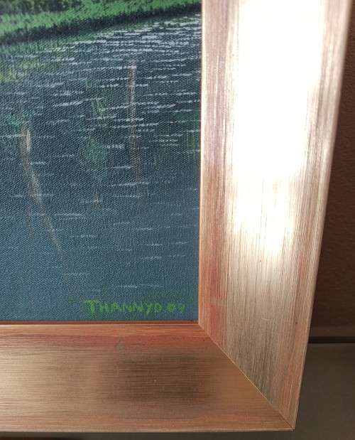 Spectacular collectors framed riverside nature scene painting