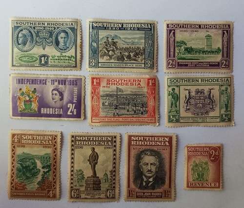 Rare collectors Rhodesian stamps as well as commemorative Mussolini & Hitler stamp