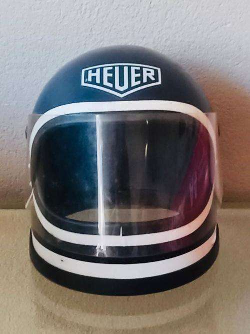 Valuable 1970`s Heuer legendary F1 driver Jacky Ickx easyrider gents watch with replica scale helmet