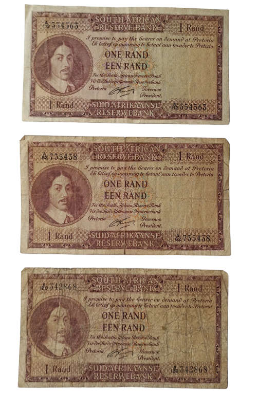 Rare Collectors South African Two and One Rand notes G Rissik edition