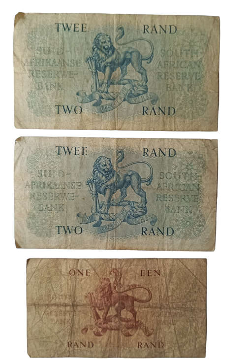 Rare Collectors South African Two and One Rand notes G Rissik edition