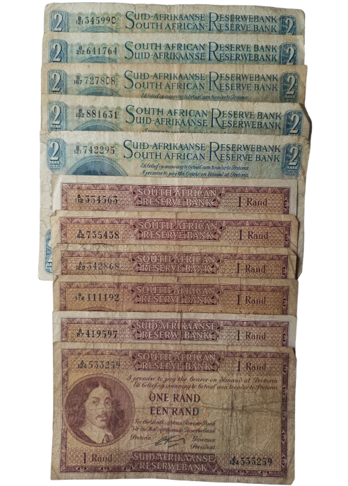 Rare Collectors South African Two and One Rand notes G Rissik edition