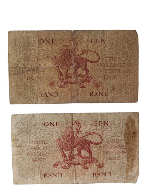 Rare Collectors South African Two and One Rand notes G Rissik edition