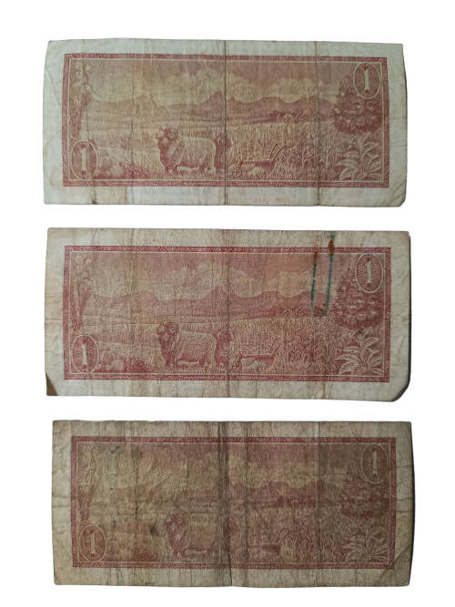 Rare Collectors South African Ten, Two and One Rand notes TW De Jongh edition