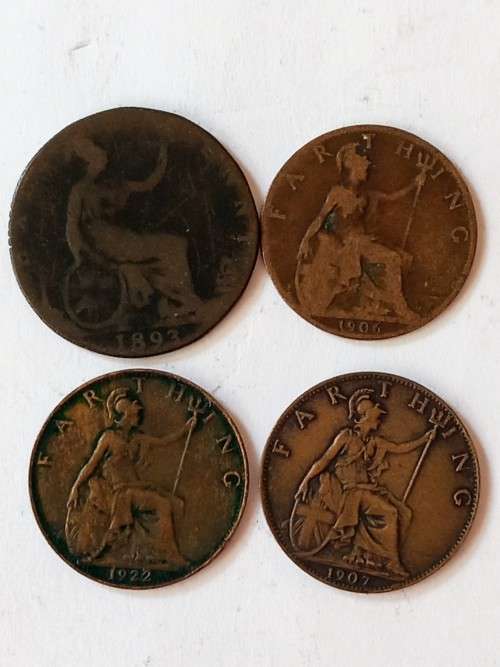 Rare Vintage Collectors 1893 half penny and early 1900`s Farthings