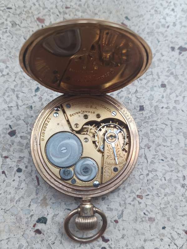 Vintage collectors Elgin white dial Roman numerals pocket watch value R3500.00