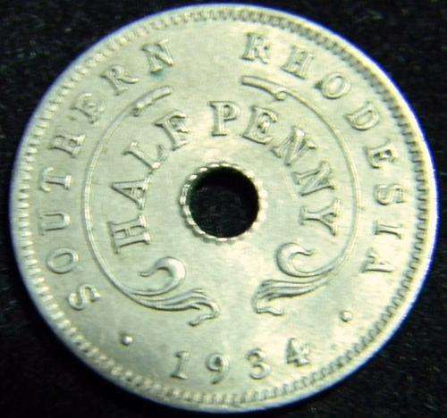 Southern Rhodesia 1934 Half Penny 1d - Scarce - AU/UNC