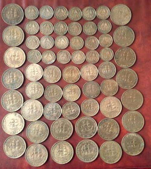 Union SA Copper Collection with 61 Coins : All Red Brown to RED !! Pennies / Half Pennies / Farthing