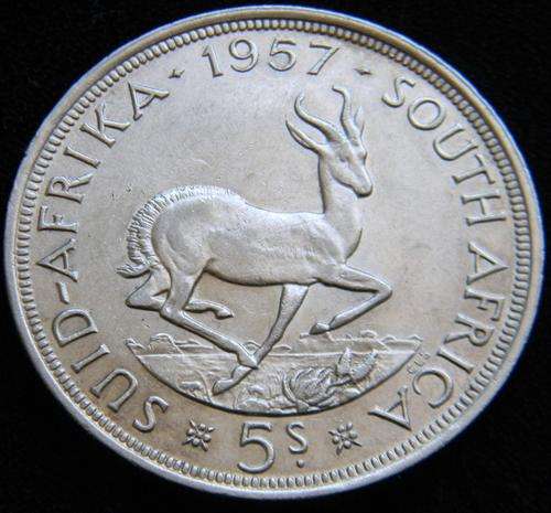 Union of SA 1957 Crown / 5 Shillings : UNC