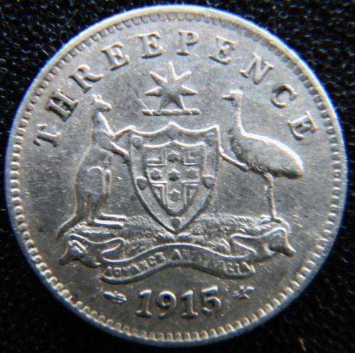 Australia 1915 Threepence 3d - ULTRA RARE Key Date - EF