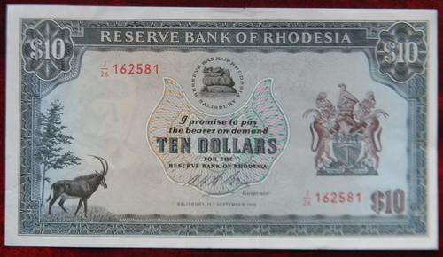 Rhodesia Salisbury 1975 A.UNC++ Ten Dollars