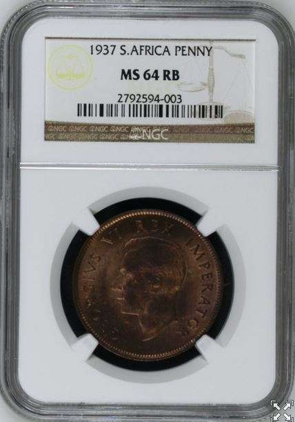 SA Union 1937 Penny : NGC Certified MS64RB - Best Priced !