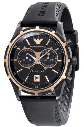*R6899* Men's Emporio ArmaniI AR0584 QUARTZ CHRONOGRAPH RUBBER BAND - Brand New & Fast Shipping !
