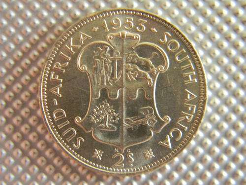 SA Union 1953 Silver Two Shillings - UNC