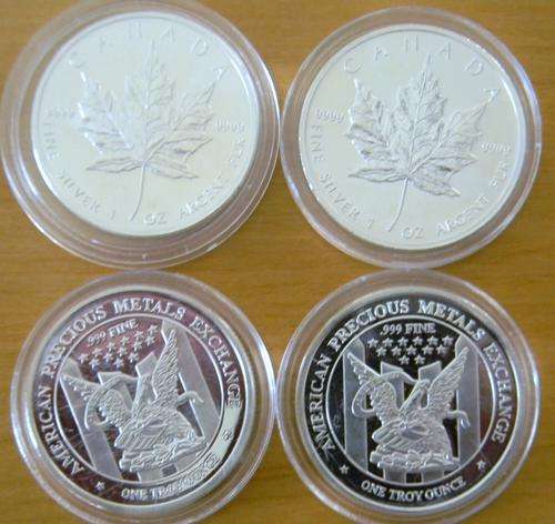 4 x 1oz Pure Silver Bullion - Brilliant in Capsules - 1 bid for all !