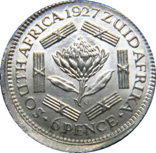 SA Union 1927 Silver 6 Pence - NGC MS64 Broadstruck BRILLIANT UNC King George V Error !! Unique !