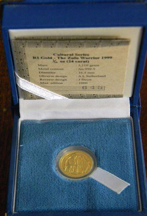 South Africa 1999 ZULU WARRIOR Cultural Series 24Carat Gold PROOF R1 - Mintage 664 - Hern's R3500 !!
