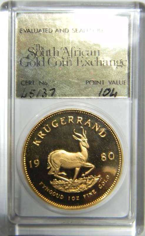 *24 Hour Auction* South Africa 1980 PROOF 1oz Gold Krugerrand Sealed in SAGCE SLAB