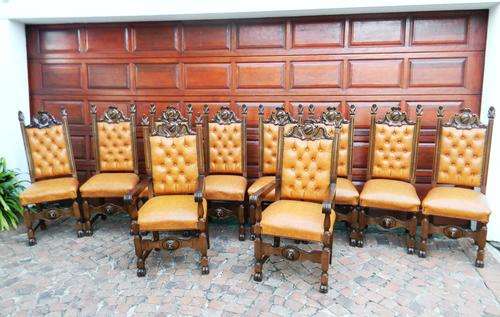 Beautiful Suite of 10 (TEN) Dining Room Chairs which Include 2 Carvers 121x56x57 - Bid Per Chair !!