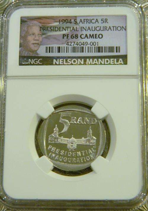 South Africa 1994 PROOF R5 Presidential Inauguration NGC Graded PF68 CAMEO - Scarse in Cameo !