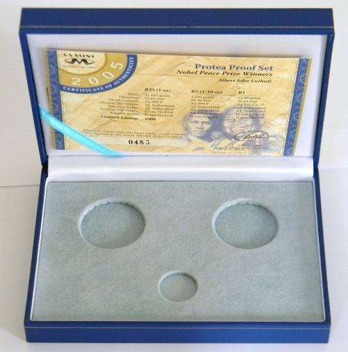 Empty SA Mint Leatherette 3 Coin Protea Gold/Silver Proof Set 1986 to 2015 Pristine Condition