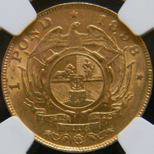 ZAR 1898 Gold Pond NGC Graded AU55 - Beautiful Coin