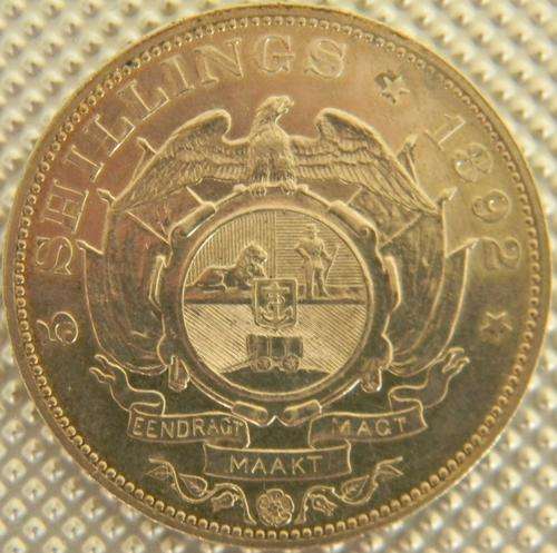 South Africa ZAR Silver 1892 Single Shaft Five Shillings - Stunning High Grade !