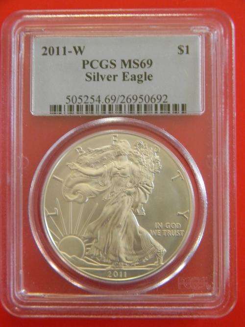 USA 2011 W 1oz Fine Silver Eagle  $1 - GEM BRILLIANT UNC PCGS Graded MS69