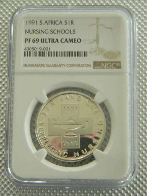* Top Grade Auctions * RSA 1991 Nursing Proof Silver R1 : NGC Graded PF69 Ultra Cameo