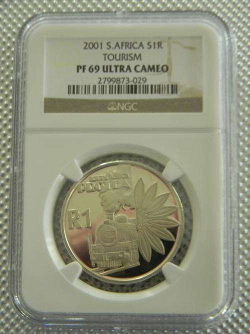 * Top Grade Auctions * RSA 2001 Tourism Proof Silver R1 : NGC Graded PF69 Ultra Cameo