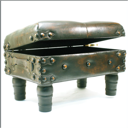 **Ambassadors Gifts** Leather Look Footstool 52cm