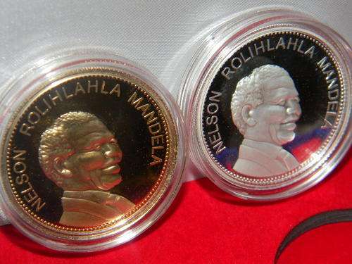 Nelson Mandela Silver & Gold Plated PROOF 1994-1999 Medallion Set in Display Case