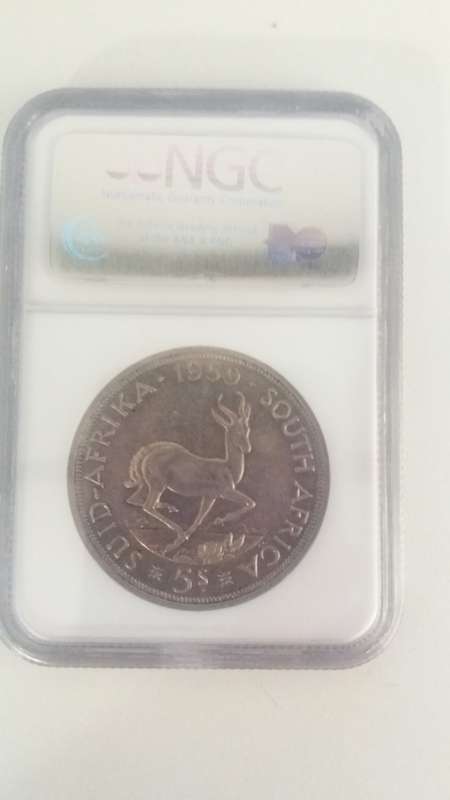 1959 5 Shilling NGC Graded AU 50