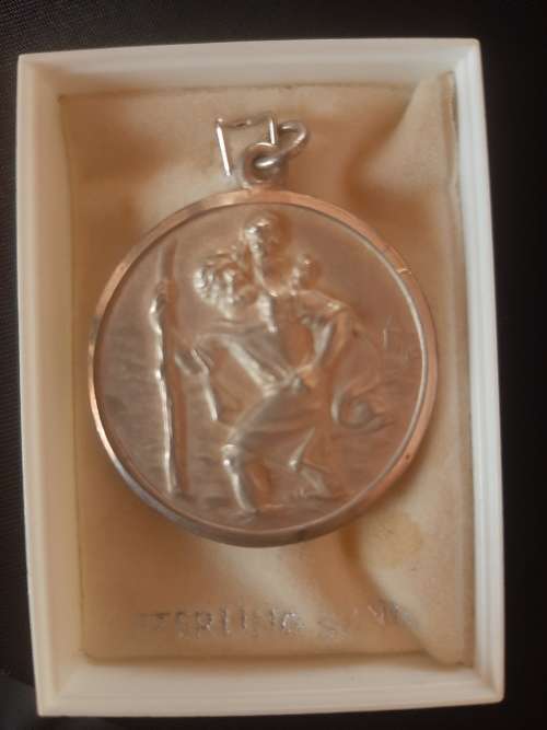 LARGE ST.CHRISTOPHER STERLING SILVER PENDANT