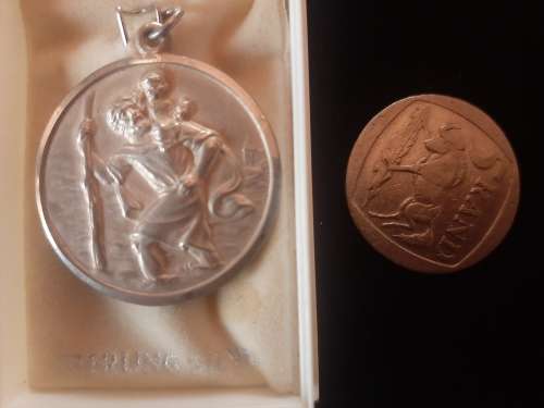 LARGE ST.CHRISTOPHER STERLING SILVER PENDANT