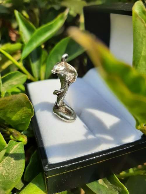 RARE STERLING SILVER ANTIQUE COBRA SNAKE PENDANT
