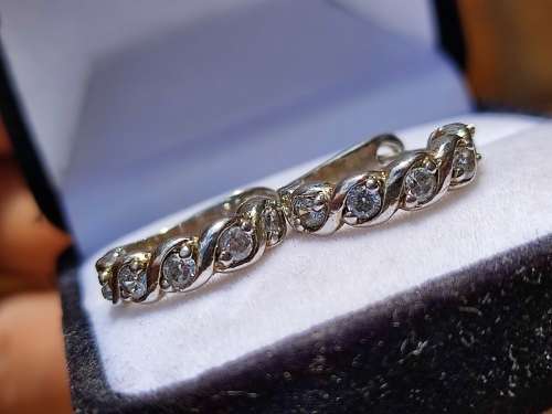 VINTAGE STERLING HOOPS WITH STONES