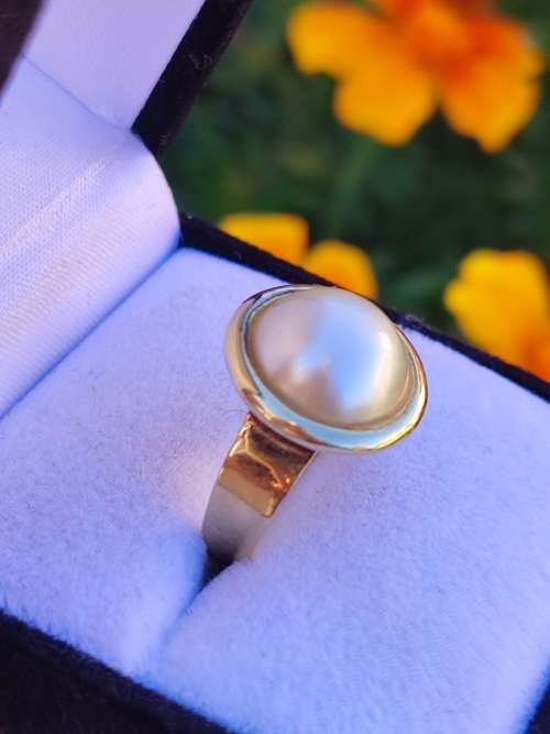 9CT GOLD VINTAGE MABE PEARL RING