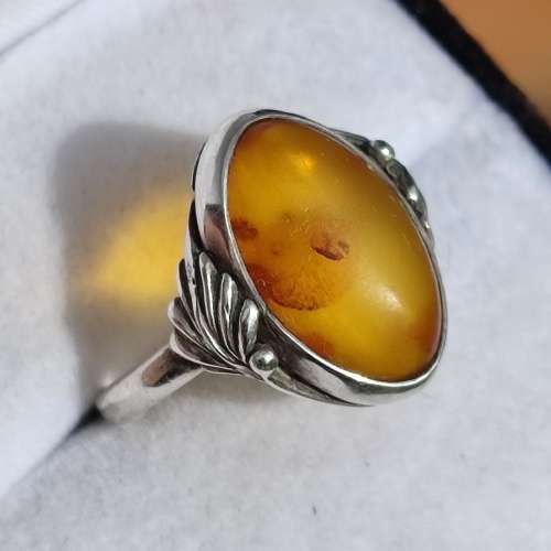 STERLING GENUINE BALTIC ANTIQUE RING