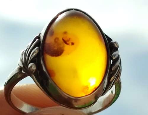 STERLING GENUINE BALTIC ANTIQUE RING