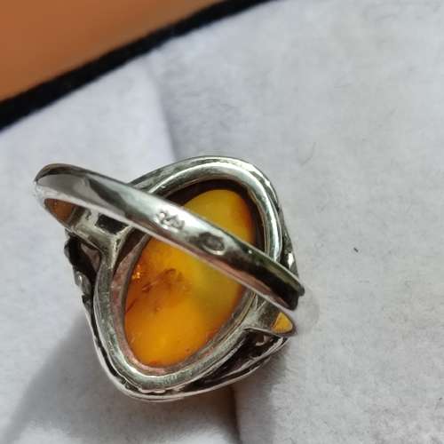 STERLING GENUINE BALTIC ANTIQUE RING