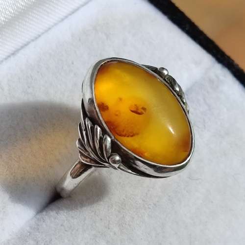 STERLING GENUINE BALTIC ANTIQUE RING